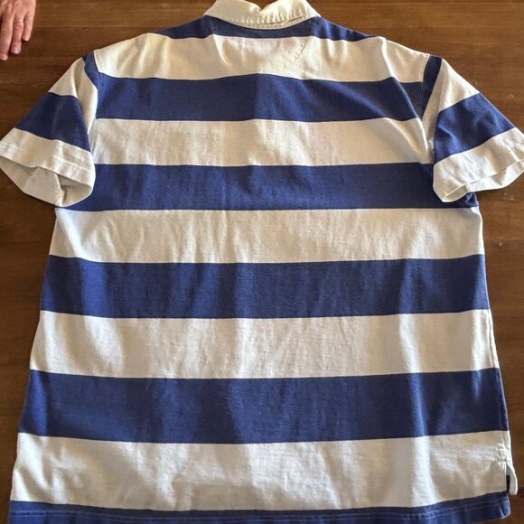 Vintage Eddie Bauer EBTEK Rugby Polo Shirt Mens XL Extra Large Blue Striped 90s - Picture 6 of 7
